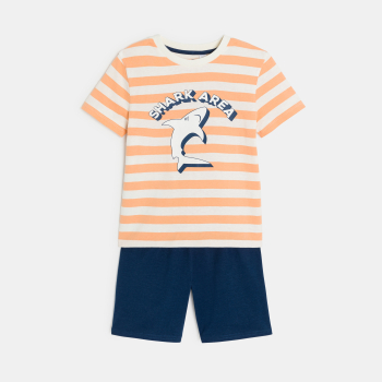 بيجاما صيفية من قطعتين برتقالية اللون من الجيرسيه للأولاد